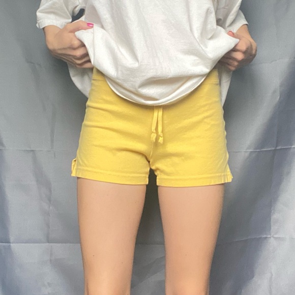 Energie Pants - Rare Adorable Yellow Y2K Energie Small Drawstring Shorts